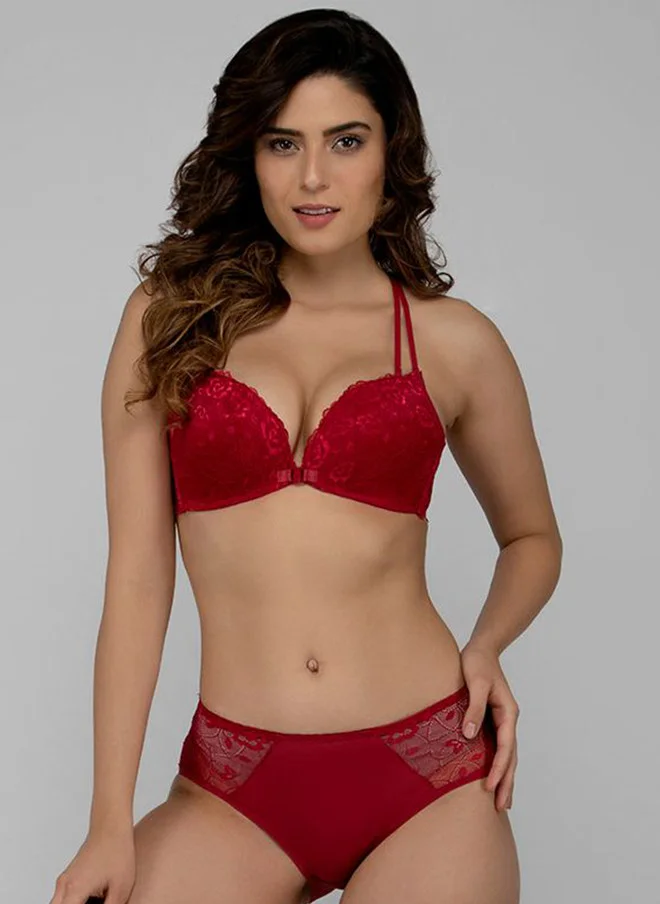 PRIZO PRIZO Self-Designed Lightly Padded Lingerie Set in Maroon